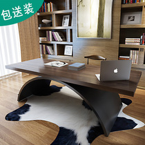 Solid wood high-end boss table desk designer big bandai manager atmosphere double office meditation brief idea