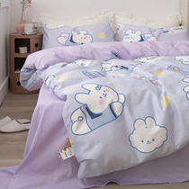 (Fuji Store) New Xianqi Little Rabbit Rabbit All-cotton Four Sets Students Cute Quilt Cover All-cotton Quilts on Spring Summer