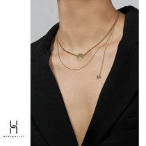 M letter double layer necklace female niche design sense 2021 new ins cold wind design sense temperament clavicle chain