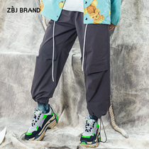 ZBJ2 generation drawstring pants pants pants pair of feet casual pants Korean version of National Tide pants men and women trousers Tide brand 2019 autumn