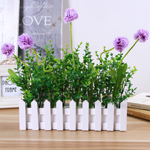 Desktop simulation flower potted wooden fence flowerpot whole floral simulation flower set fake flower decoration flower living room