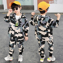 Childrens camouflan suit boy Spring and autumn clothing 2022 net red camouflak children boys new military training camouflan dress