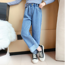 Girl Jeans Spring New Girl Pants Feet Curl loose broadlegged pants CUHK Fashion 100 Hitch Casual Pants