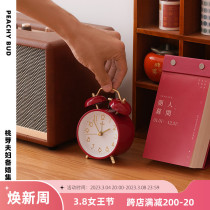 Shake-up small red book Peach Bud Couple with the same paragraph) Inwind wedding arrangement accompanied by wedding day family retro wedding room bedside alarm clock