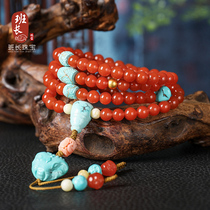 Natural Baoshan South red Agate hand string bracelet Buddha beads 108 necklace pendant round beads accessories men and women live