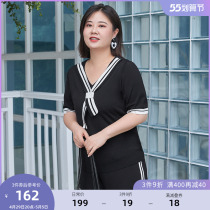 MSShe big code womens dress 2022 new summer dress academy wind double curvewear with sweatshirt broadleg pants two suits