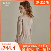HCNTES Yoga Service Long Sleeve Sports Net Yarn Splicing Blouse Women Fall Tennis Red Professional Training Running Fitness Suit