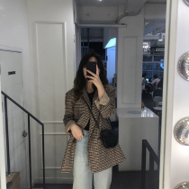 Sandro moscoloni2019 autumn new plaid small suit jacket women casual single-breasted suit women