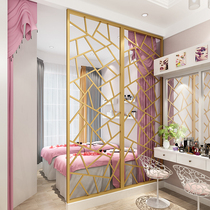 Nordic wrought iron screen into the home partition living room dining room separated fashion Golden hollow light luxury custom porch decoration