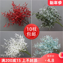 Wedding simulation olive branch flower arrangement green leaf forest decoration flower material hotel wedding hall ceiling decoration red olive leaf
