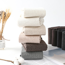  Autumn and winter vertical stripes gray Japanese spring and autumn cotton thin velvet leggings socks with feet plus velvet stockings female oatmeal white