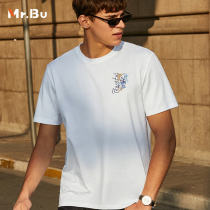 Mr Bu horse cotton short sleeve T-shirt male spring and summer handsome letter printed half sleeve T-shirt GT01103