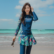 Korean split diving suit female snorkeling swimsuit female Conservative slim long sleeve sunscreen skirt surf suit jellyfish dress female