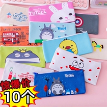 Cartoon Canvas Pen Bag Elementary School Children Cute Pencil Bag Large Capacity Lead Pencil Case Small Fresh Collection Bag Stationery Gift