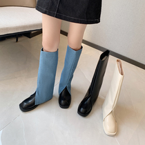 Boots womens autumn and winter 2021 New handsome high boots fried street but knee pants boots thin net Red Knight boots