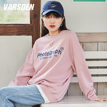 Varsden Walsdan 2022 new sweatshirt womens crewneck top loose casual versatile Korean version of Ins tide