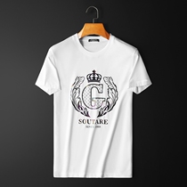 Light luxury Port style short sleeve T-shirt mens Tide brand new wild summer high-end printed mercerized cotton mens half sleeve shirt