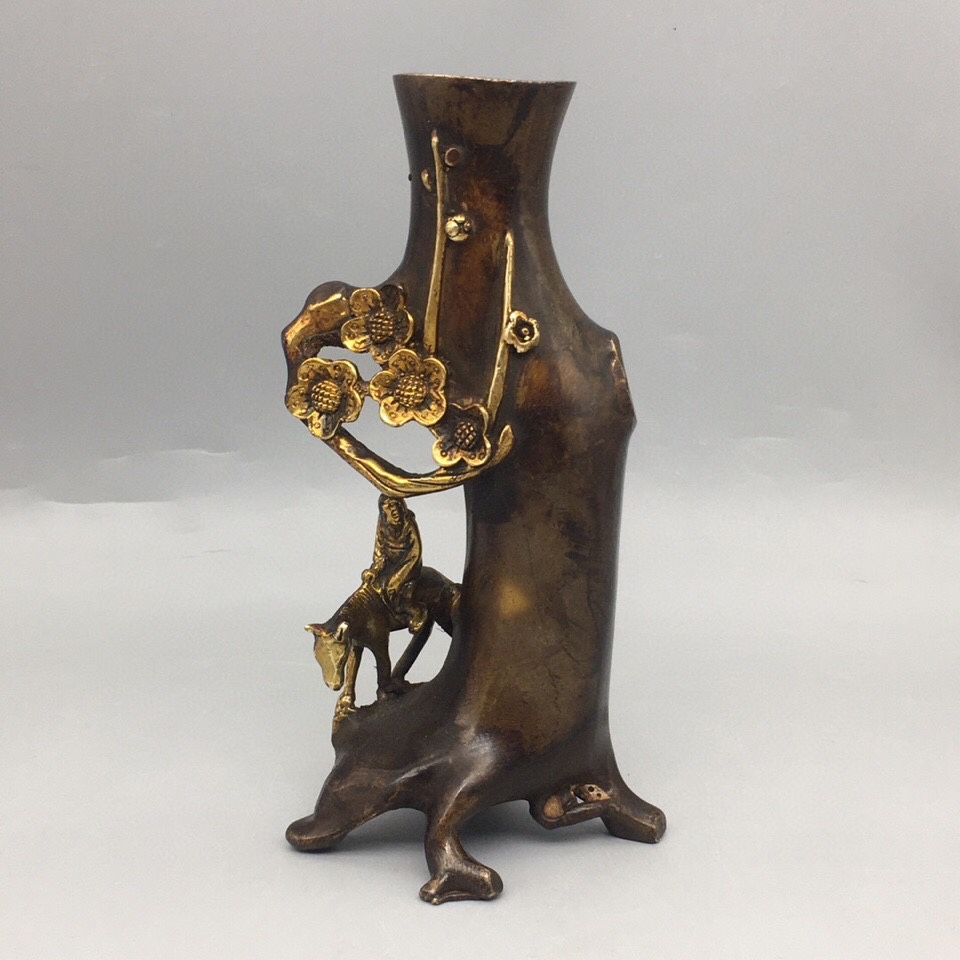 Ancient Play Bronze Ware Collection Small Plum Blossom flower insertion process Exquisite Bag Syrup mellow shape complete-Taobao