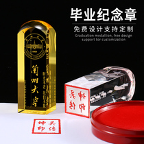 Classmates graduation season souvenirs to send students party gifts custom graduation gifts mens practical creative crystal seal