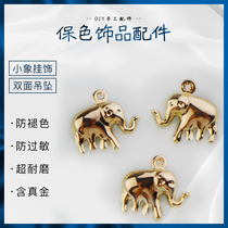 14K Bag Gold Light Gold Small Elephant Hung Pendant Pendant Bifacial Hollow Diy Handmade Ornament Accessories Material Homemade Bracelet