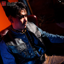 Come to wear a handsome vintage motorcycle mens leather vest leather vest head layer cowhide waistcoat leather clothes
