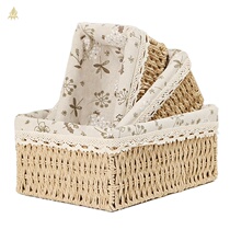 Woven storage basket Book toy storage box Snack Rattan storage box Japanese storage box Cabinet finishing box