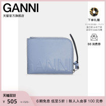 Ms. Ganni 2022 New Blue Logo Lightweight Leather Zipper Coin Purse Card Holder A4494681
