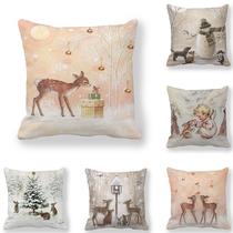 Pillow Case Xmas Cushion Cover Short Plush Pillowcases
