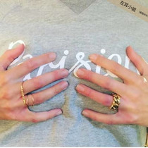 Left ear) metal hemp flower ring European and American small crowddesign minimalist INS gold plated hollowed-out opening index finger ring couple tide