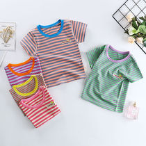 2021 new one-piece Coat Boys and Girls cute children short sleeve T-shirt baby coat boys and girls half sleeve stripes