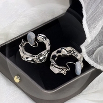 Ear-Free Mosquito Coil Pan Ear Clip Superior Sense Round Earrings Silver Needle Ear Nail Metal Personality Temperament Womens Ear Accessories Small Crowdsourced