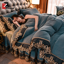 Nordic style bedding four-piece set Coral velvet thickened sheets Double-sided velvet Light luxury Falai Velvet Milk velvet duvet cover