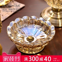 Light luxury glass ashtray home creative personality trend living room European luxury high-end gray cylinder ins