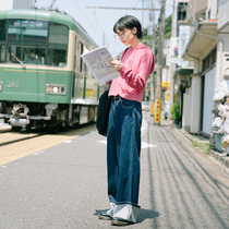 Deer and birds early autumn jeans womens high waist thin loose dad pants crimped mopping trousers 3063