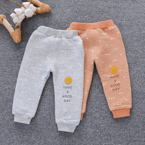 Baby padded trousers autumn and winter children cotton three-layer warm pants 3 months male baby autumn pants home pants 6 pajama pants