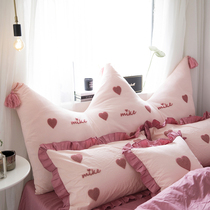 Net Red Crown Large Leaning Pillow Washed Cotton Embroidery Cute Bedside Backrest Double 1 8 m Removable Wash Pure Cotton