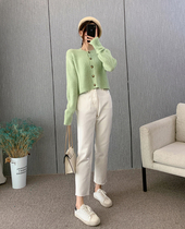 Spot Wawa Q soft cute mint green mohair beautiful long sleeve sweater cardigan