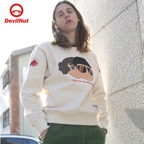 DEVIL NUT Tide brand demon men and women couples cotton casual round neck sleeve sweater-Zhuang Gun Lingyun ANT