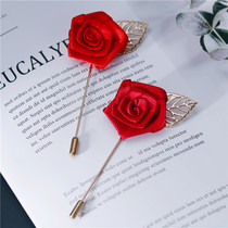 Japan and South Koreas new fashion handmade rose brooch Fabric corsage accessories fiery red groom dress pin