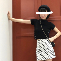 Semi-high neck short sleeve womens coat 2018 new summer Joker Korean slim slim slim black T-shirt short