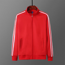 New men and women red jacket group purchase order casual sports suit Spring and autumn blouses lovers sweatshirt running fitness
