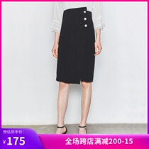Lily spring new black slim suit skirt skirt womens irregular high waist bag hip skirt medium-long section