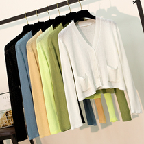 Summer Ice Silk sunscreen cardigan outside sweater womens thin pocket ice and linen shawl air-conditioned shirt coat