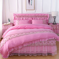 Spring Autumn Lace Silk Bed Skirt Bedcover Style Four Pieces lace Quilt Cover Bed Cover four sets of five sets of Korean version