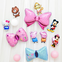 Mini Cartoon Balloon Mitch Wang Team Small Pig Petch Bunny Bear Kt Kt Cat Bow Tie Childrens Balloon Adornment