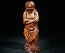 Boutique Yellow Poplar Wood Fine Sculpture Liu Hai Drama Swing Piece A Solid Wood Engraving Handlebar Piece Living Room Decoration Craft Collection