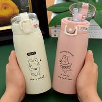 Korean version of the bouncing thermos cup with straw Female straw type girl adult pregnant woman cute student portable girl