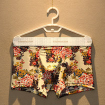 Ice silk underwear mens cool breathable bottoms personality printing trend four corner shorts head summer ultra-thin boxer pants