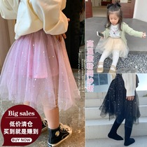 (19 9 yuan)No 7 Tongcang girl Western-style mesh starry sky skirt Baby puffy yarn skirt Princess skirt