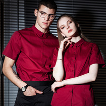 Waiters work clothes womens short sleeves Xinjiang cotton summer hotel cafe shirt lining West restaurant waiter hot pot restaurant